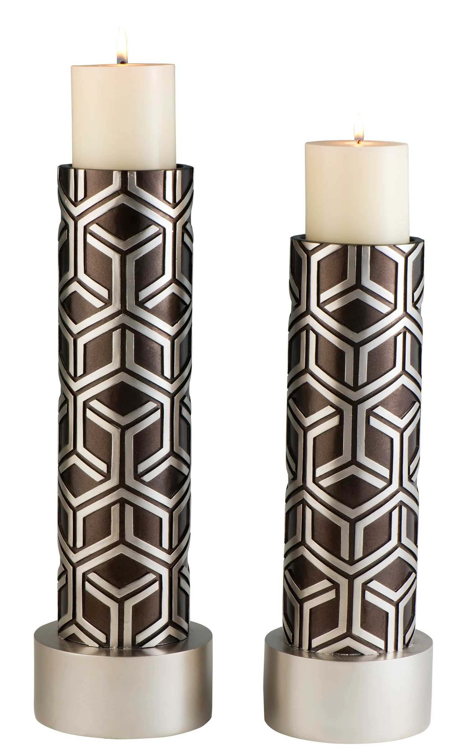 Set Of Two Gold Tabletop Pillar Candle Holders By Homeroots - Image 8