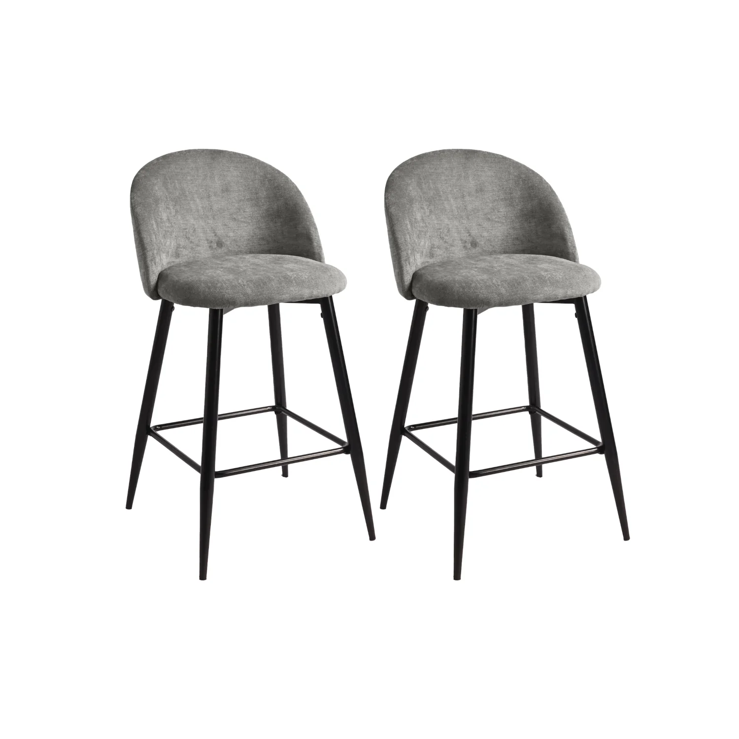 Set of Two Gray And Black Steel Low Back Counter Height Bar Chairs By Homeroots - Image 2