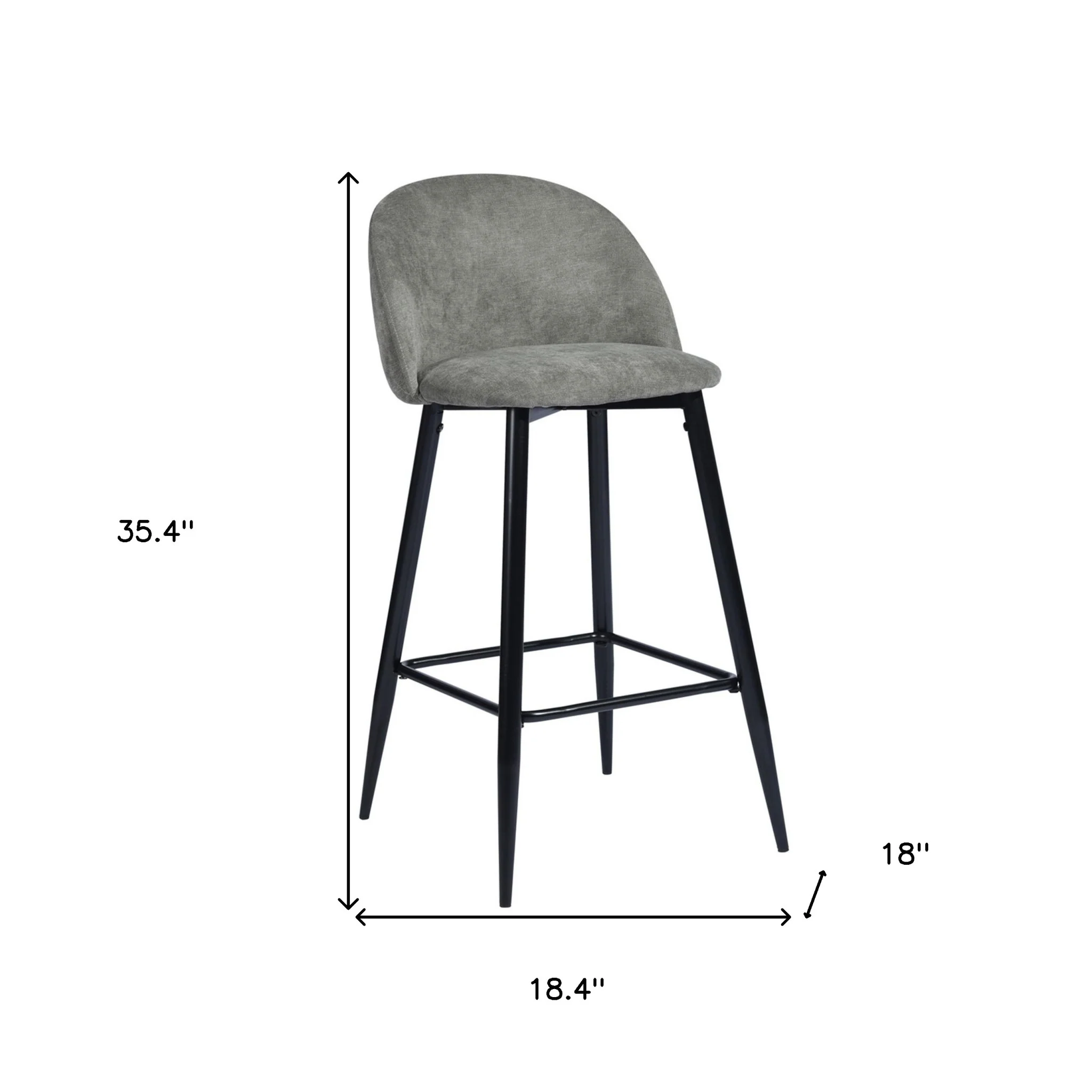 Set of Two Gray And Black Steel Low Back Counter Height Bar Chairs By Homeroots - Image 4