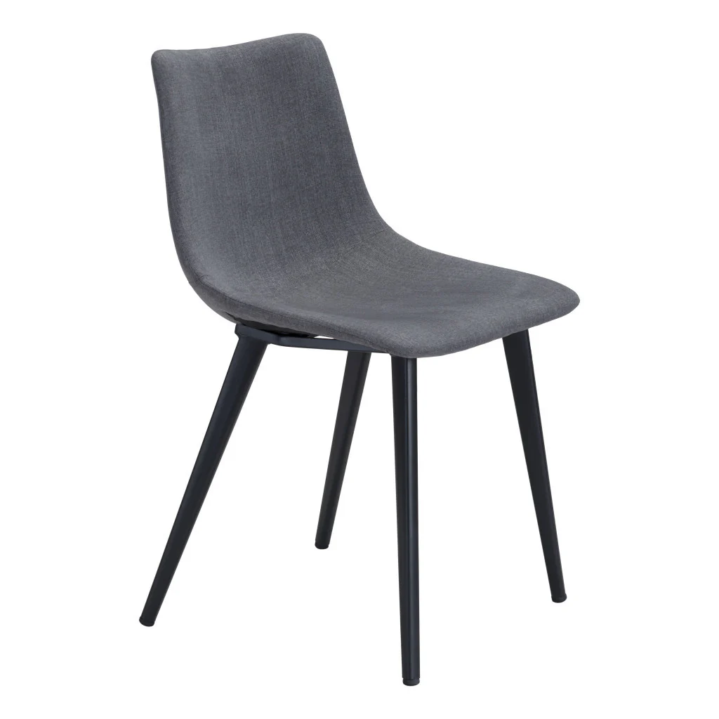 Set of Two Gray And Black Upholstered Fabric Dining Side Chairs By Homeroots - Image 2