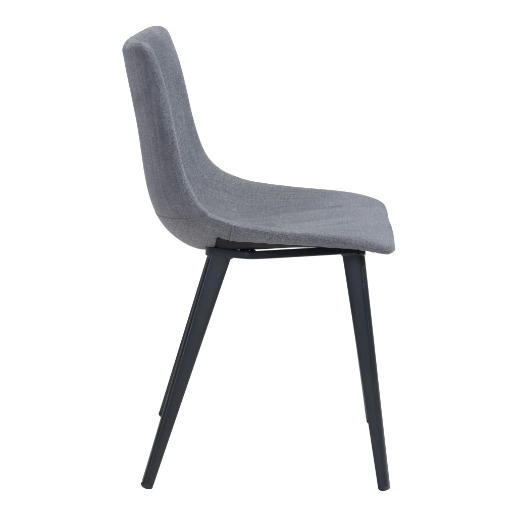Set of Two Gray And Black Upholstered Fabric Dining Side Chairs By Homeroots - Image 3