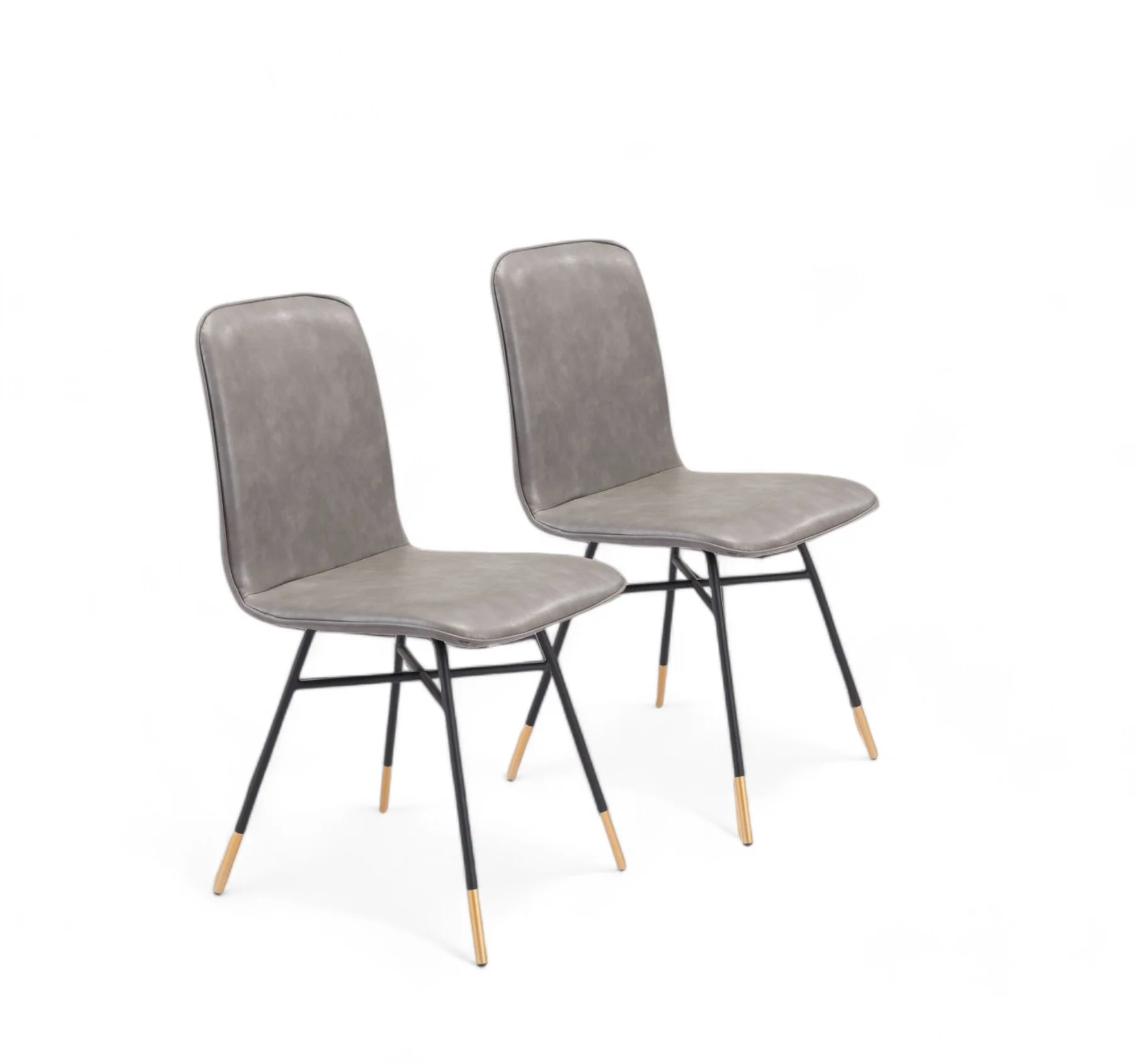 Set of Two Gray And Black Upholstered Faux Leather Dining Side Chairs By Homeroots - Image 2