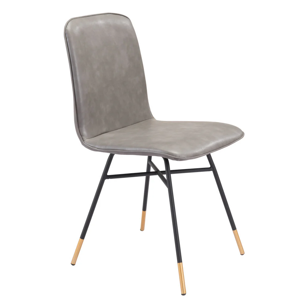 Set of Two Gray And Black Upholstered Faux Leather Dining Side Chairs By Homeroots - Image 3