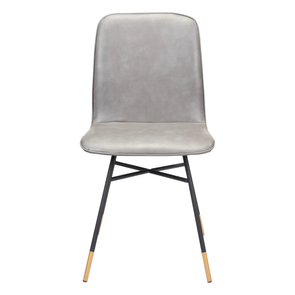 Set of Two Gray And Black Upholstered Faux Leather Dining Side Chairs By Homeroots - Image 4