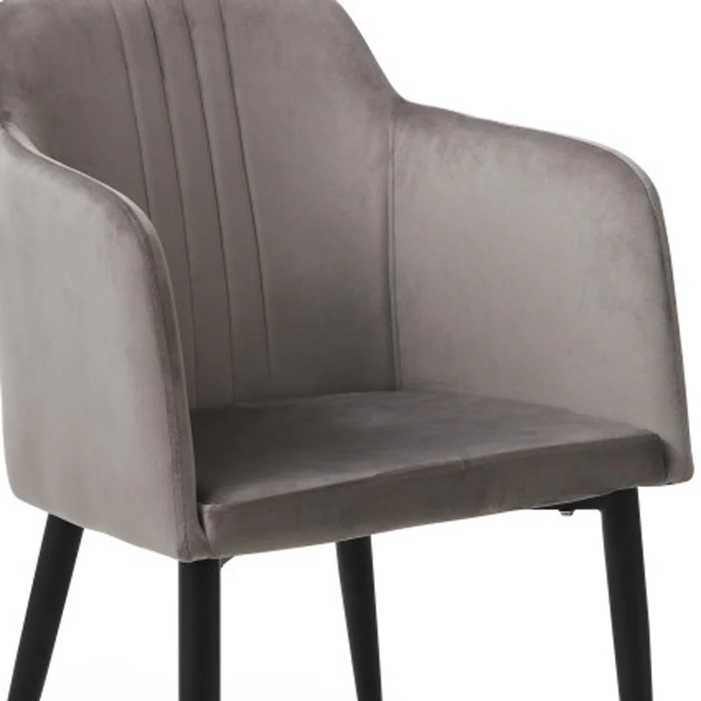 Set of Two Gray and Black Velvet Arm Chair By Homeroots - Image 3