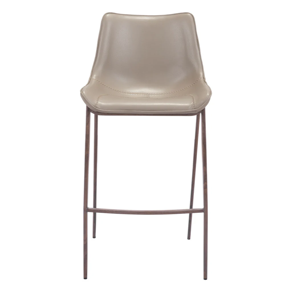 Set of Two Gray And Brown Steel Low Back Bar Height Bar Chairs By Homeroots - Image 2