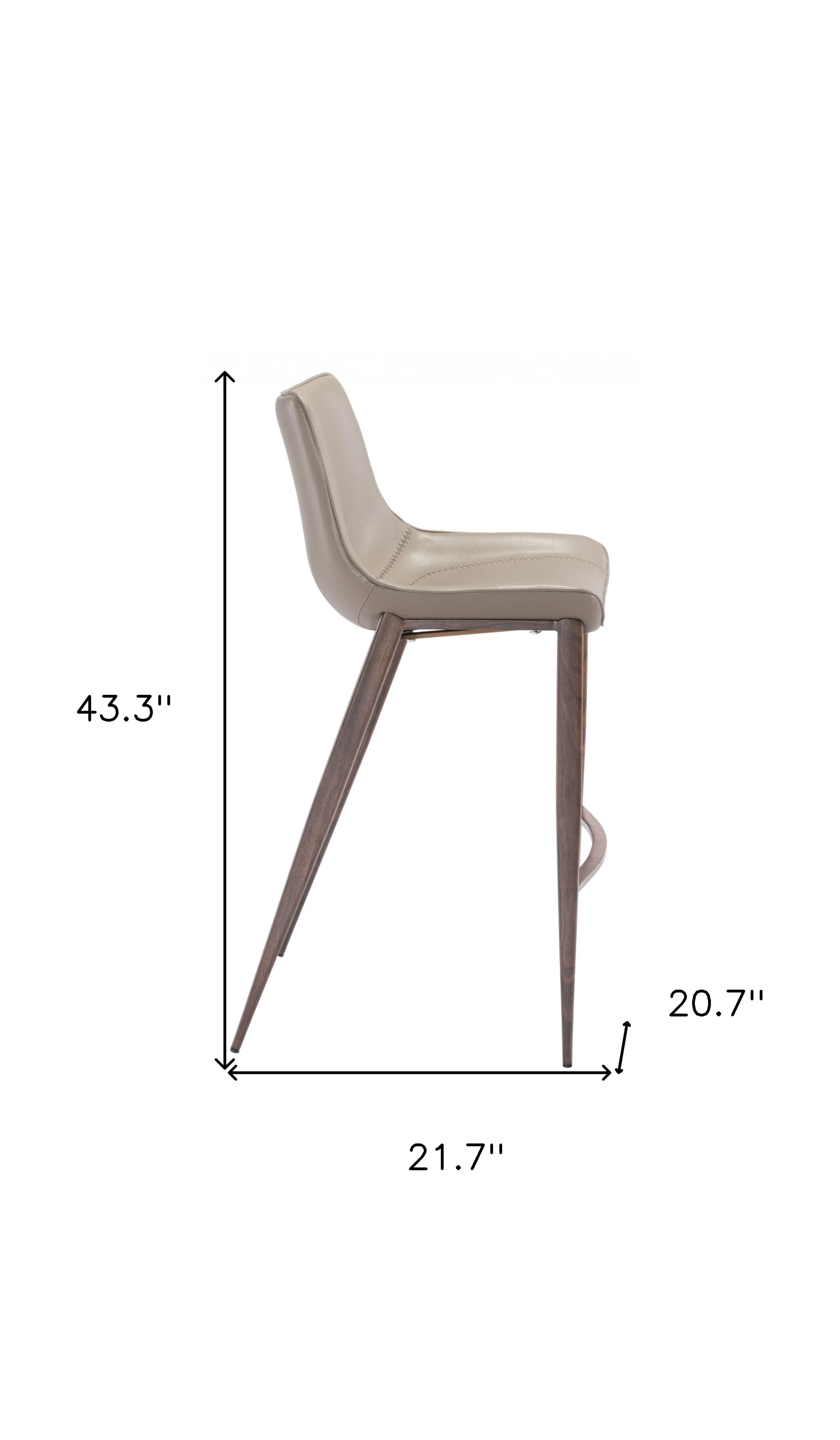 Set of Two Gray And Brown Steel Low Back Bar Height Bar Chairs By Homeroots - Image 3