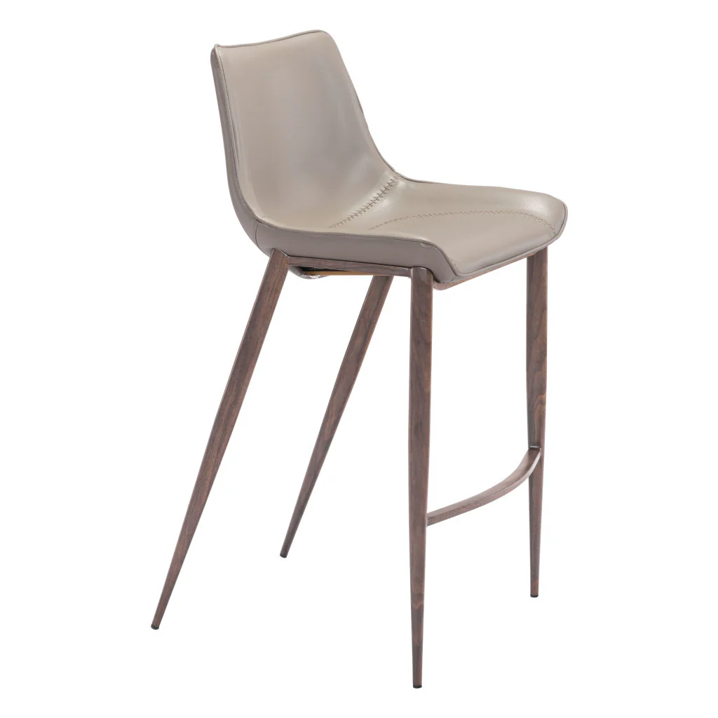 Set of Two Gray And Brown Steel Low Back Bar Height Bar Chairs By Homeroots - Image 4