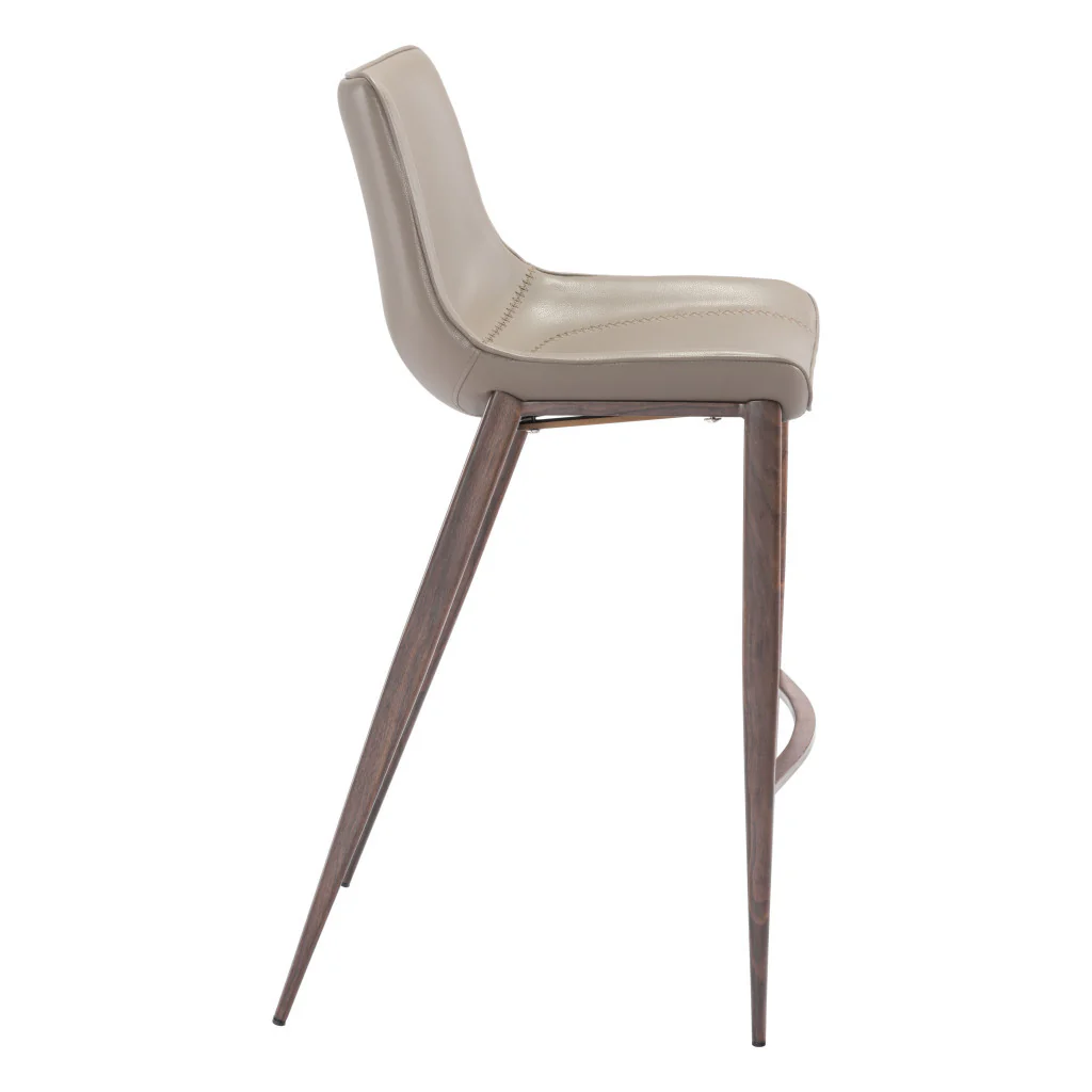 Set of Two Gray And Brown Steel Low Back Bar Height Bar Chairs By Homeroots - Image 5