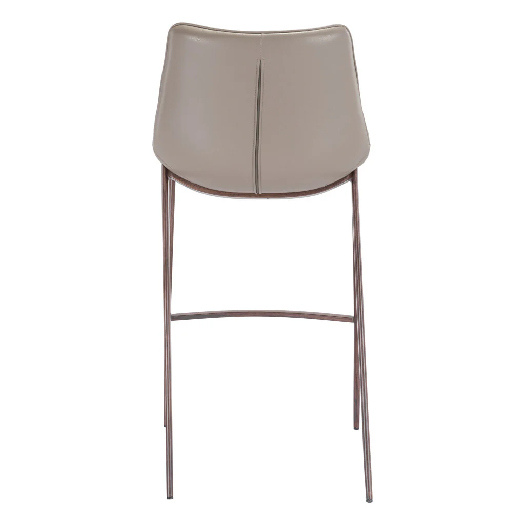 Set of Two Gray And Brown Steel Low Back Bar Height Bar Chairs By Homeroots - Image 6