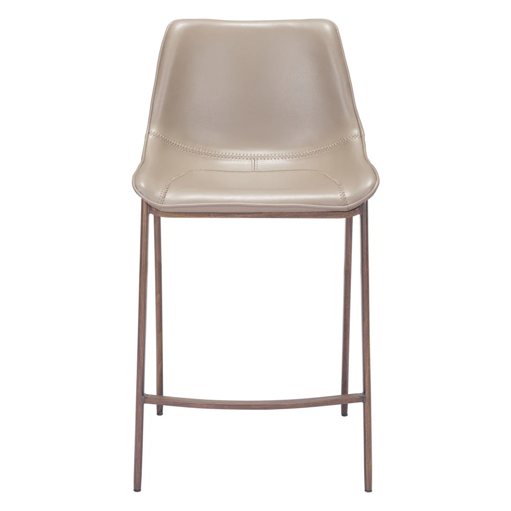 Set of Two Gray and Brown Steel Low Back Counter Height Bar Chairs By Homeroots - Image 2