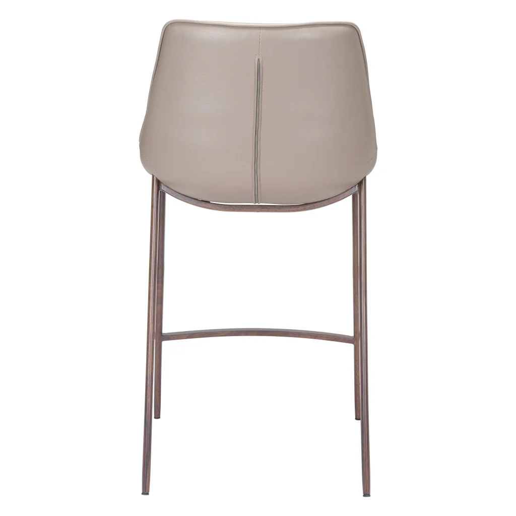 Set of Two Gray and Brown Steel Low Back Counter Height Bar Chairs By Homeroots - Image 3