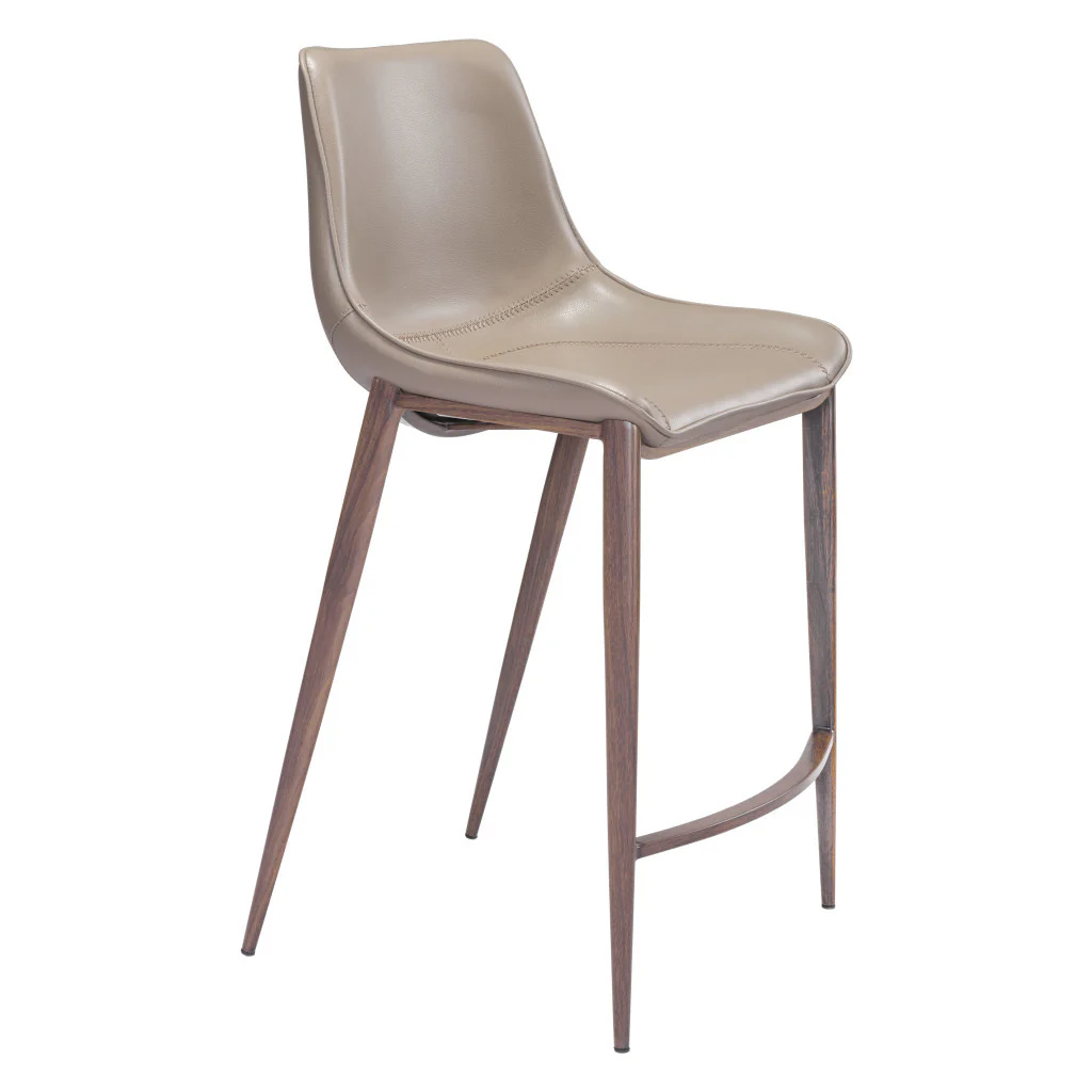 Set of Two Gray and Brown Steel Low Back Counter Height Bar Chairs By Homeroots - Image 5