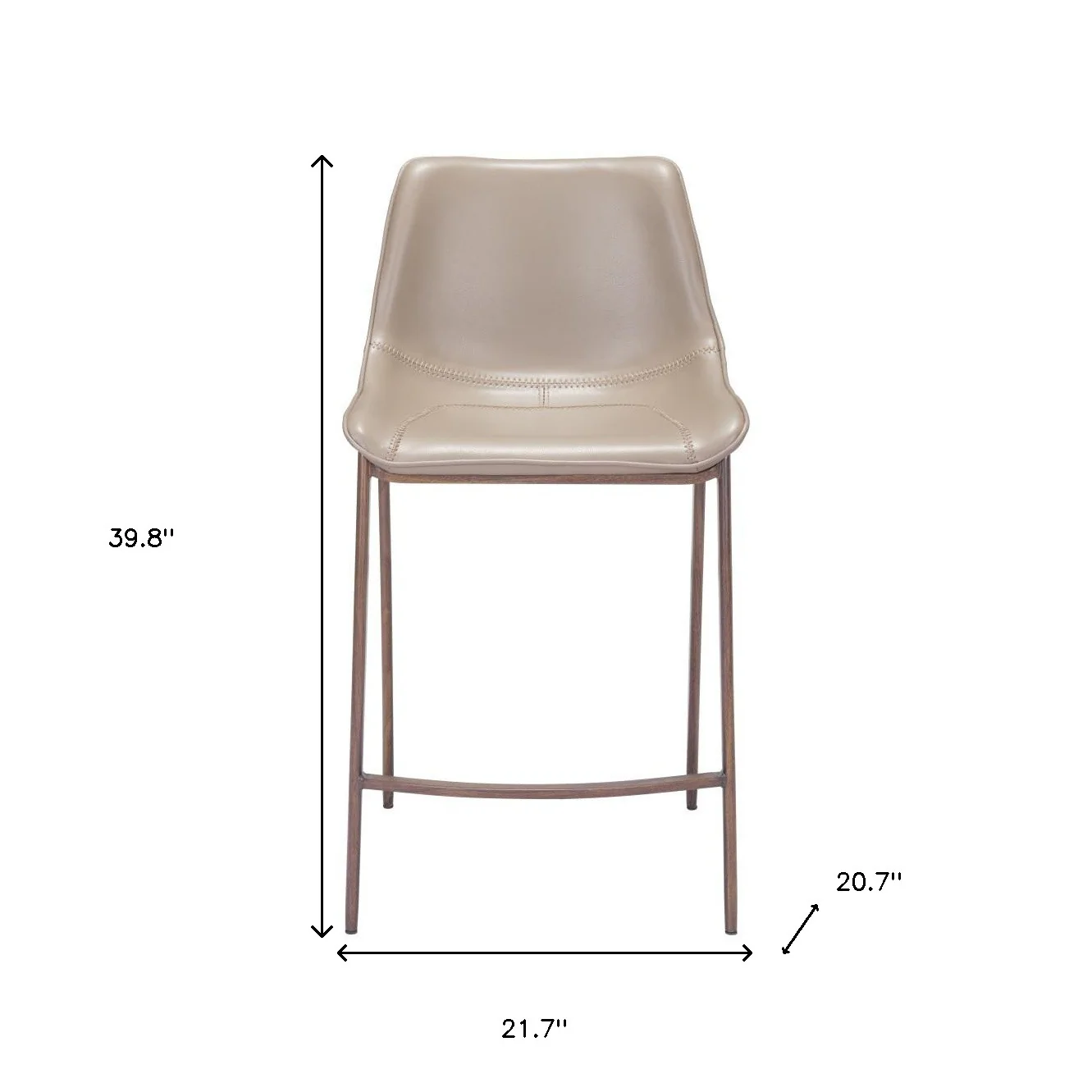 Set of Two Gray and Brown Steel Low Back Counter Height Bar Chairs By Homeroots - Image 7