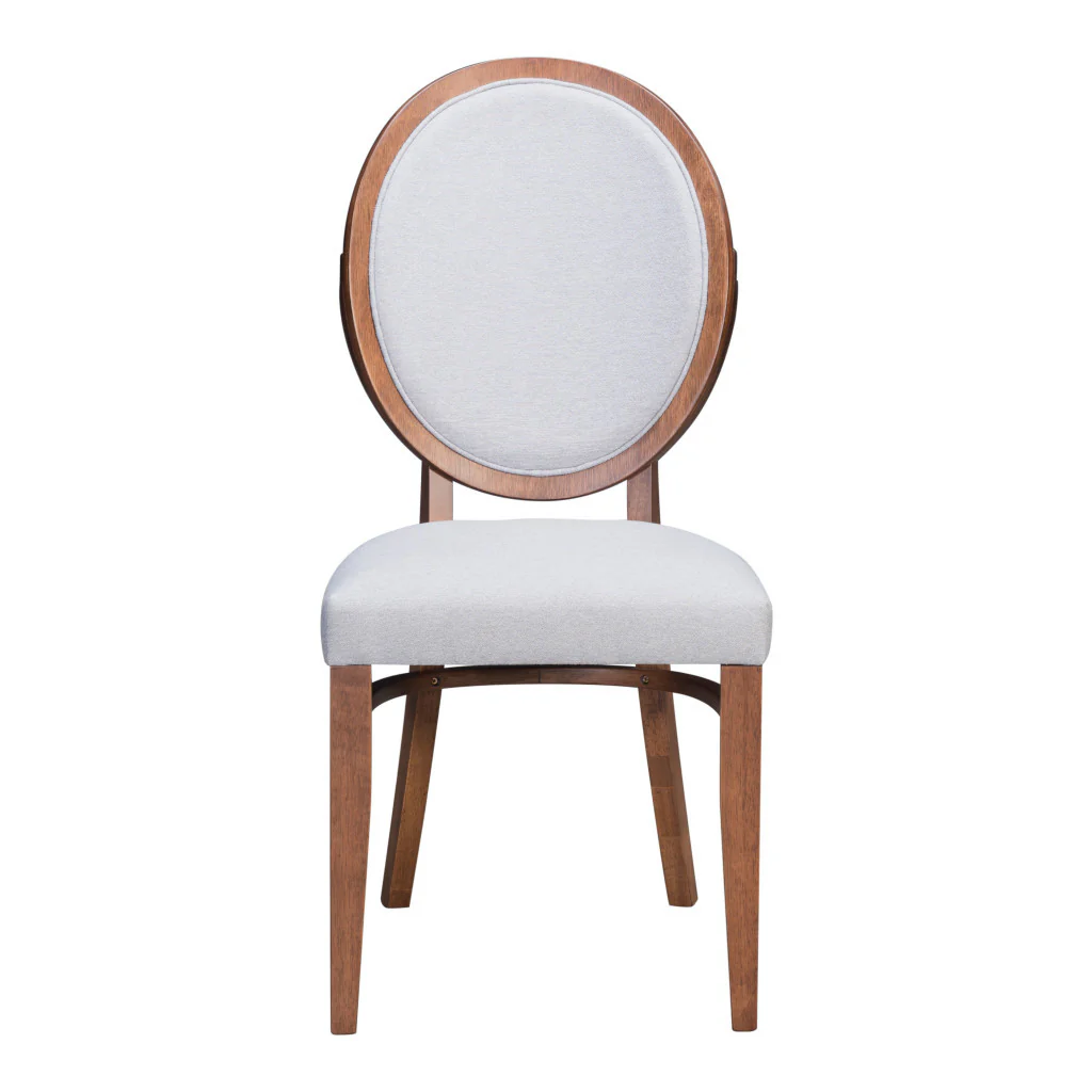 Set of Two Gray And Brown Upholstered Fabric King Louis Back Dining Side Chairs By Homeroots - Image 4