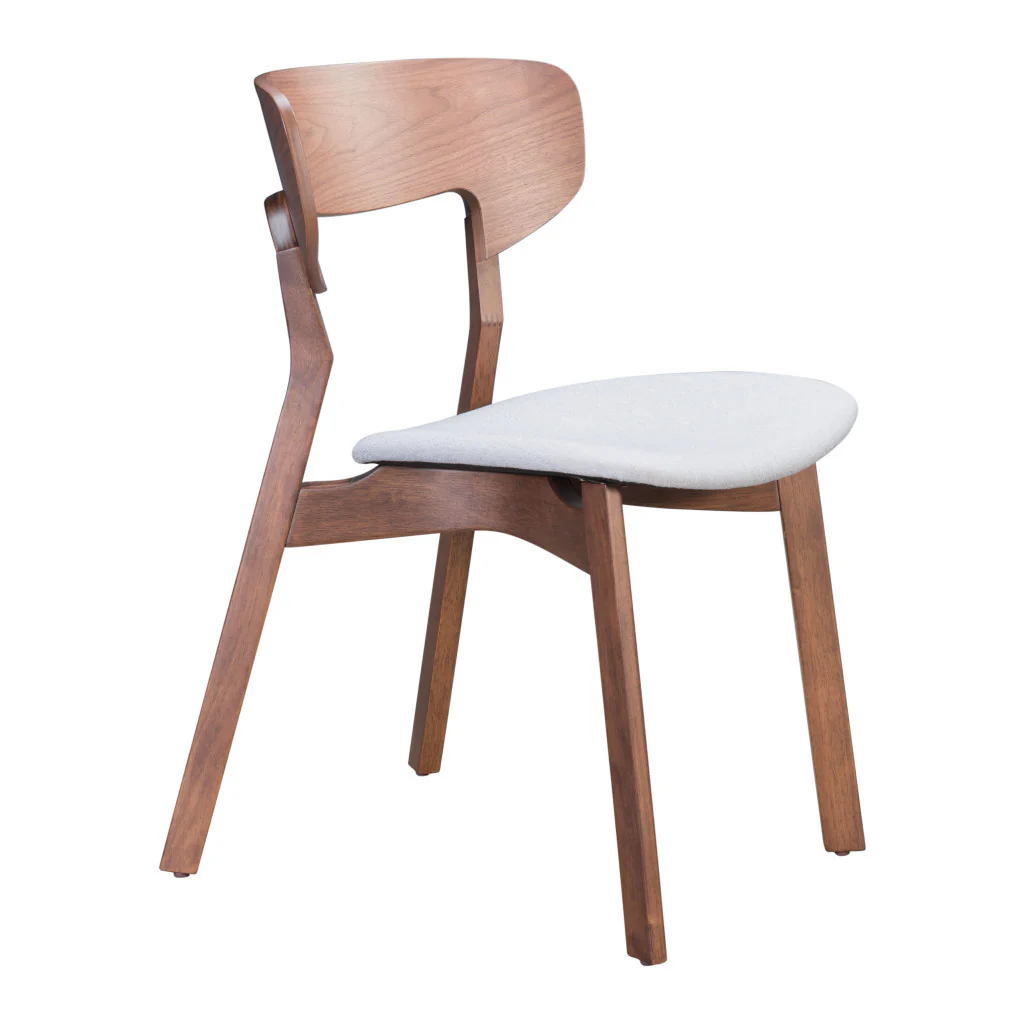 Set of Two Gray And Brown Upholstered Fabric Open Back Dining Side Chairs By Homeroots - Image 2
