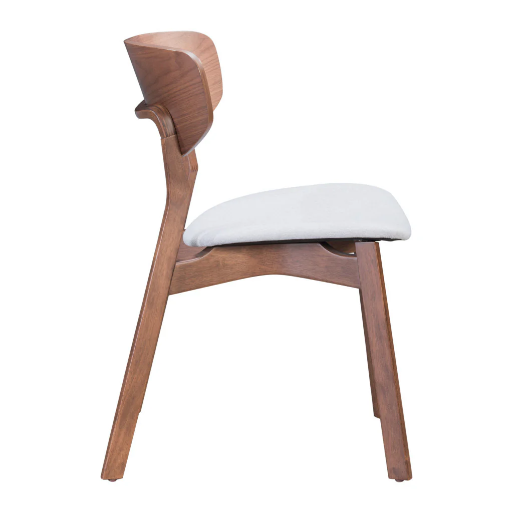 Set of Two Gray And Brown Upholstered Fabric Open Back Dining Side Chairs By Homeroots - Image 3
