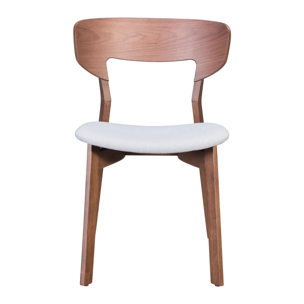 Set of Two Gray And Brown Upholstered Fabric Open Back Dining Side Chairs By Homeroots - Image 4