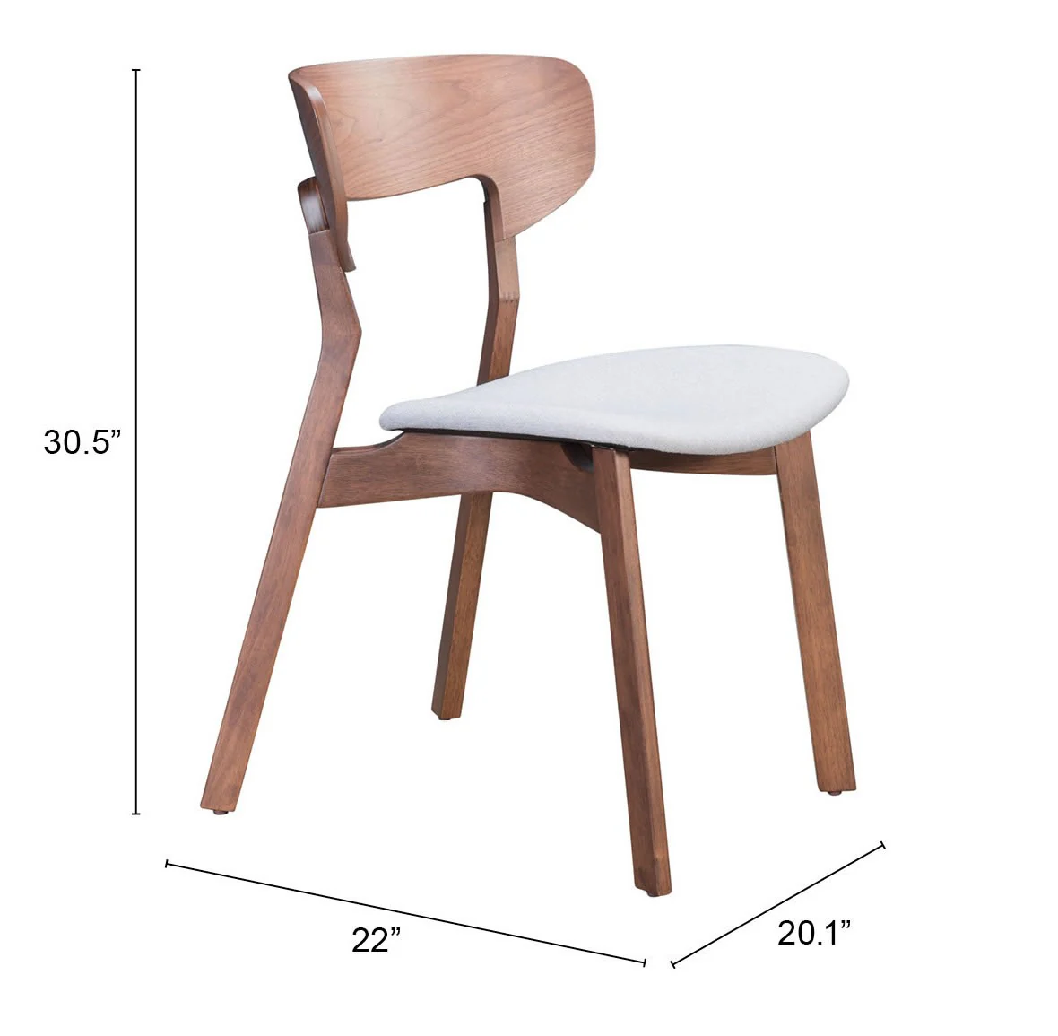 Set of Two Gray And Brown Upholstered Fabric Open Back Dining Side Chairs By Homeroots - Image 6