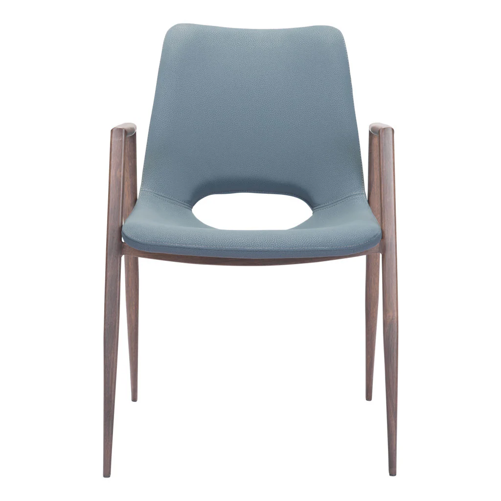 Set of Two Gray And Brown Upholstered Faux Leather Open Back Dining Arm Chairs By Homeroots - Image 4
