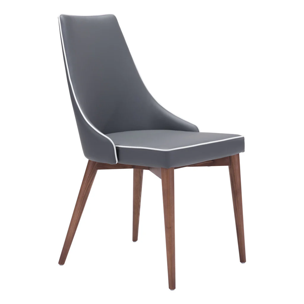 Set of Two Gray And Brown Upholstered Faux Leather Windsor Back Dining Side Chairs By Homeroots - Image 2