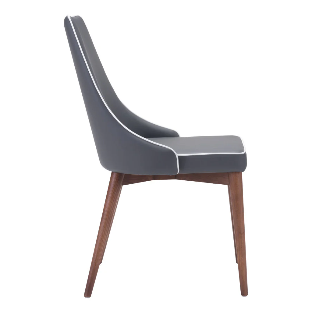 Set of Two Gray And Brown Upholstered Faux Leather Windsor Back Dining Side Chairs By Homeroots - Image 3