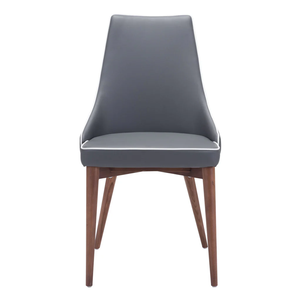 Set of Two Gray And Brown Upholstered Faux Leather Windsor Back Dining Side Chairs By Homeroots - Image 4