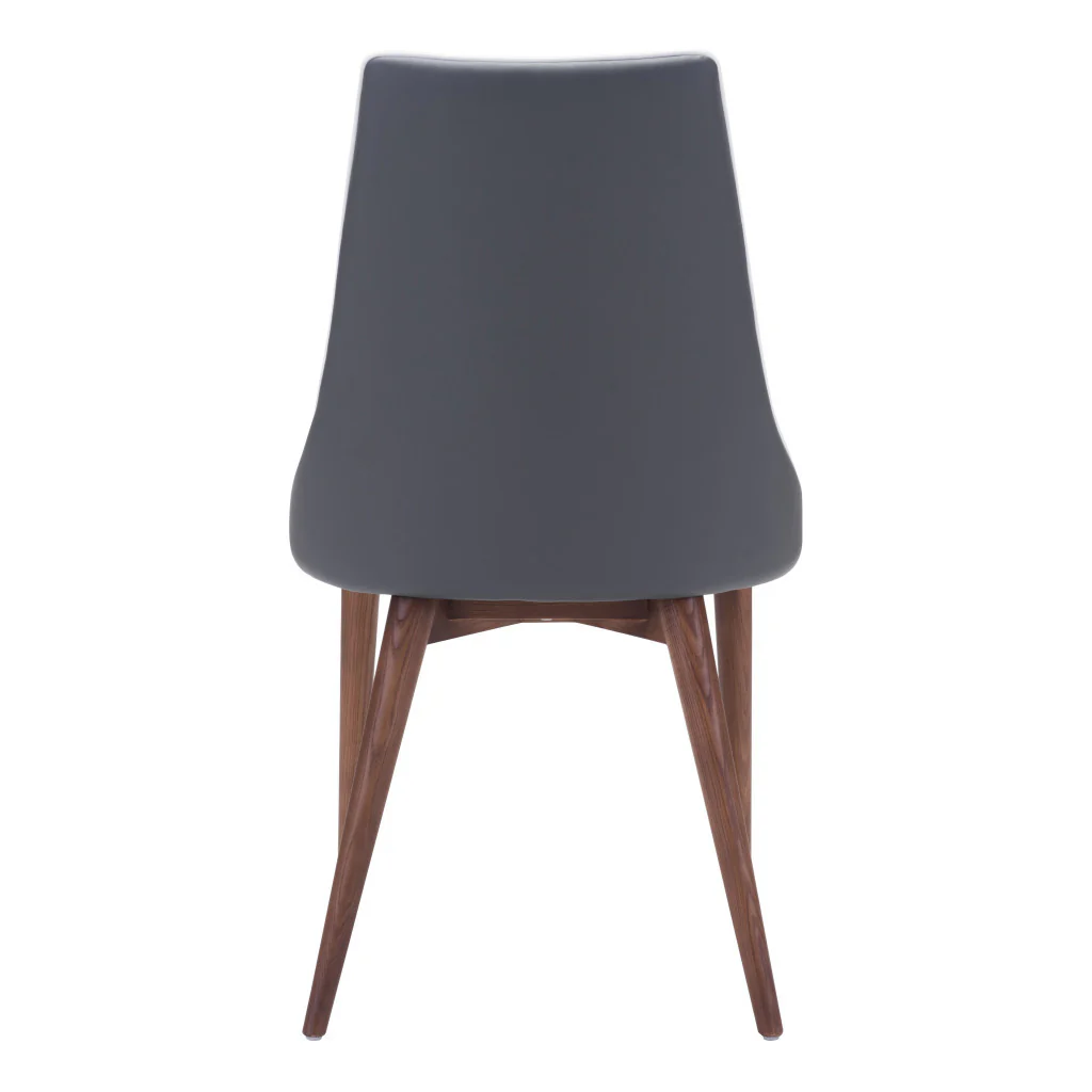 Set of Two Gray And Brown Upholstered Faux Leather Windsor Back Dining Side Chairs By Homeroots - Image 5