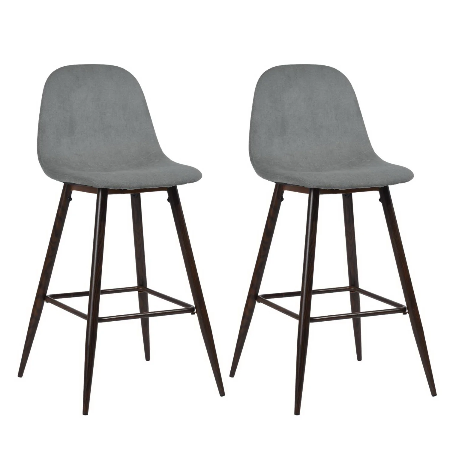 Set of Two Gray And Gold Steel Counter Height Bar Chairs By Homeroots - Image 2