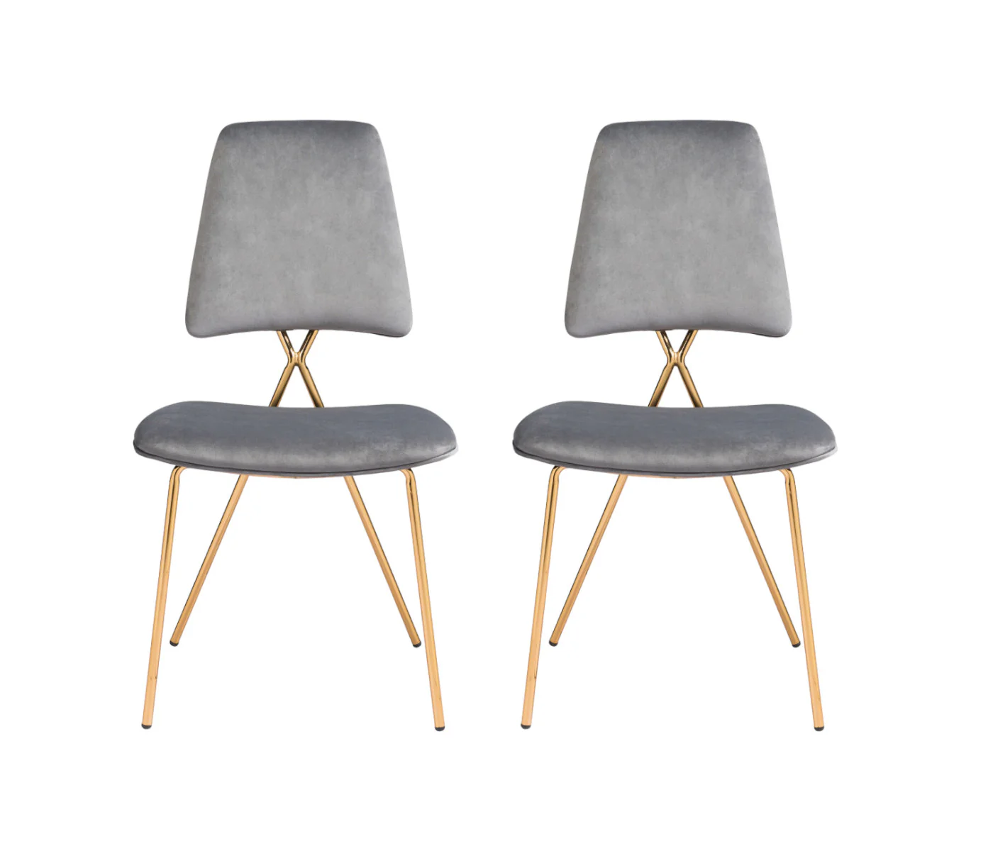 Set of Two Gray And Gold Upholstered Velvet Open Back Dining Side Chairs By Homeroots - Image 4