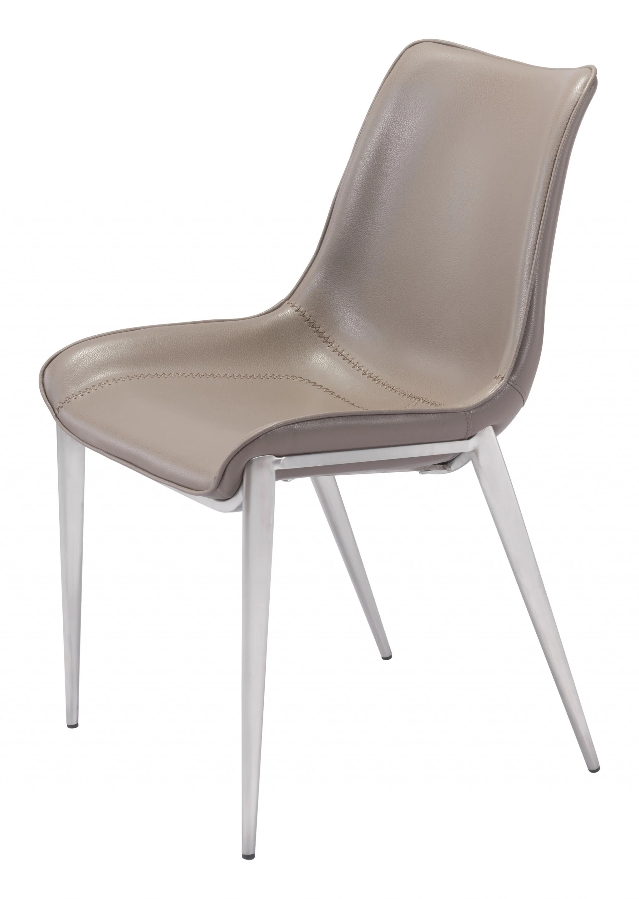 Set of Two Gray And Silver Upholstered Faux Leather Dining Side Chairs By Homeroots - Image 3