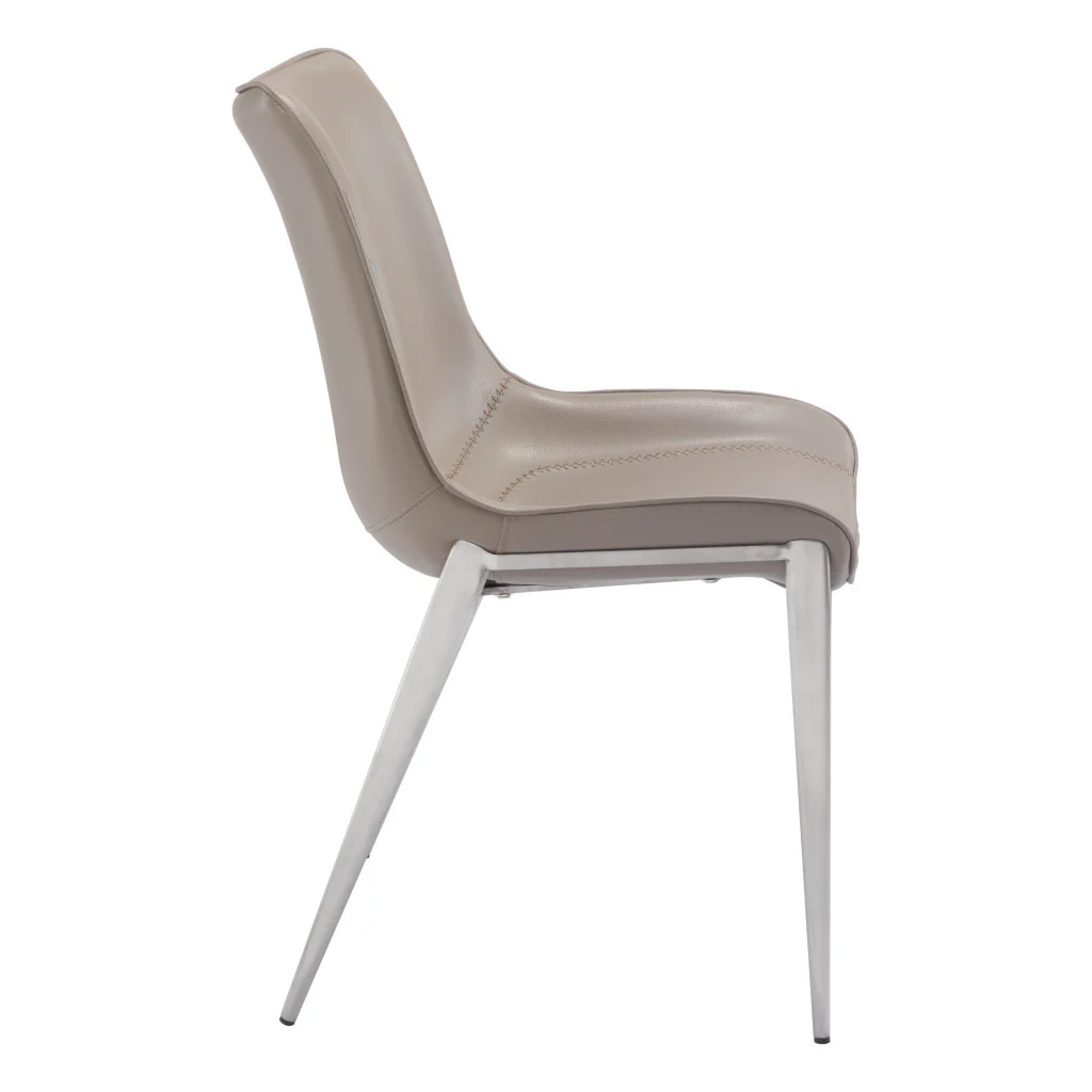 Set of Two Gray And Silver Upholstered Faux Leather Dining Side Chairs By Homeroots - Image 4