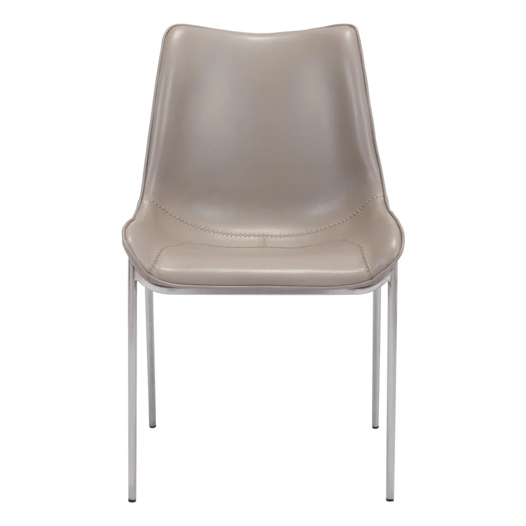 Set of Two Gray And Silver Upholstered Faux Leather Dining Side Chairs By Homeroots - Image 5