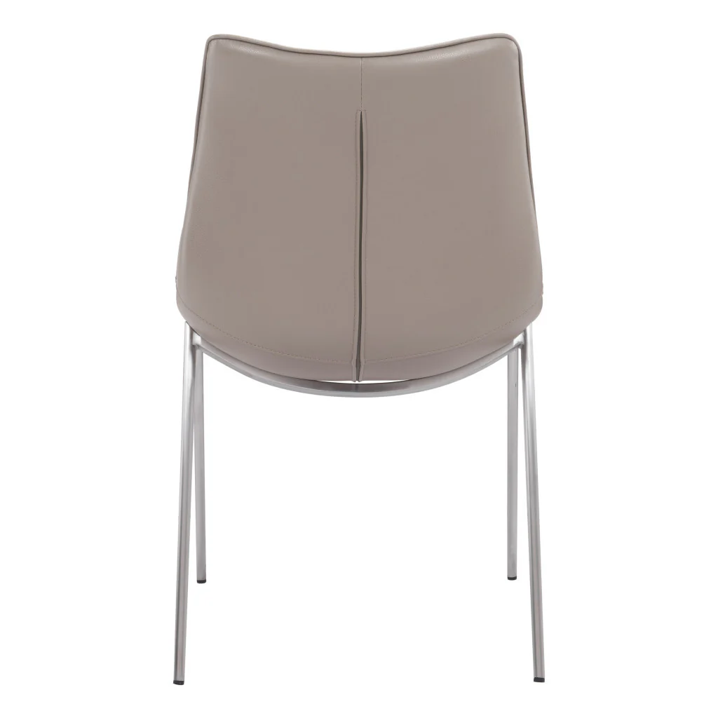 Set of Two Gray And Silver Upholstered Faux Leather Dining Side Chairs By Homeroots - Image 6
