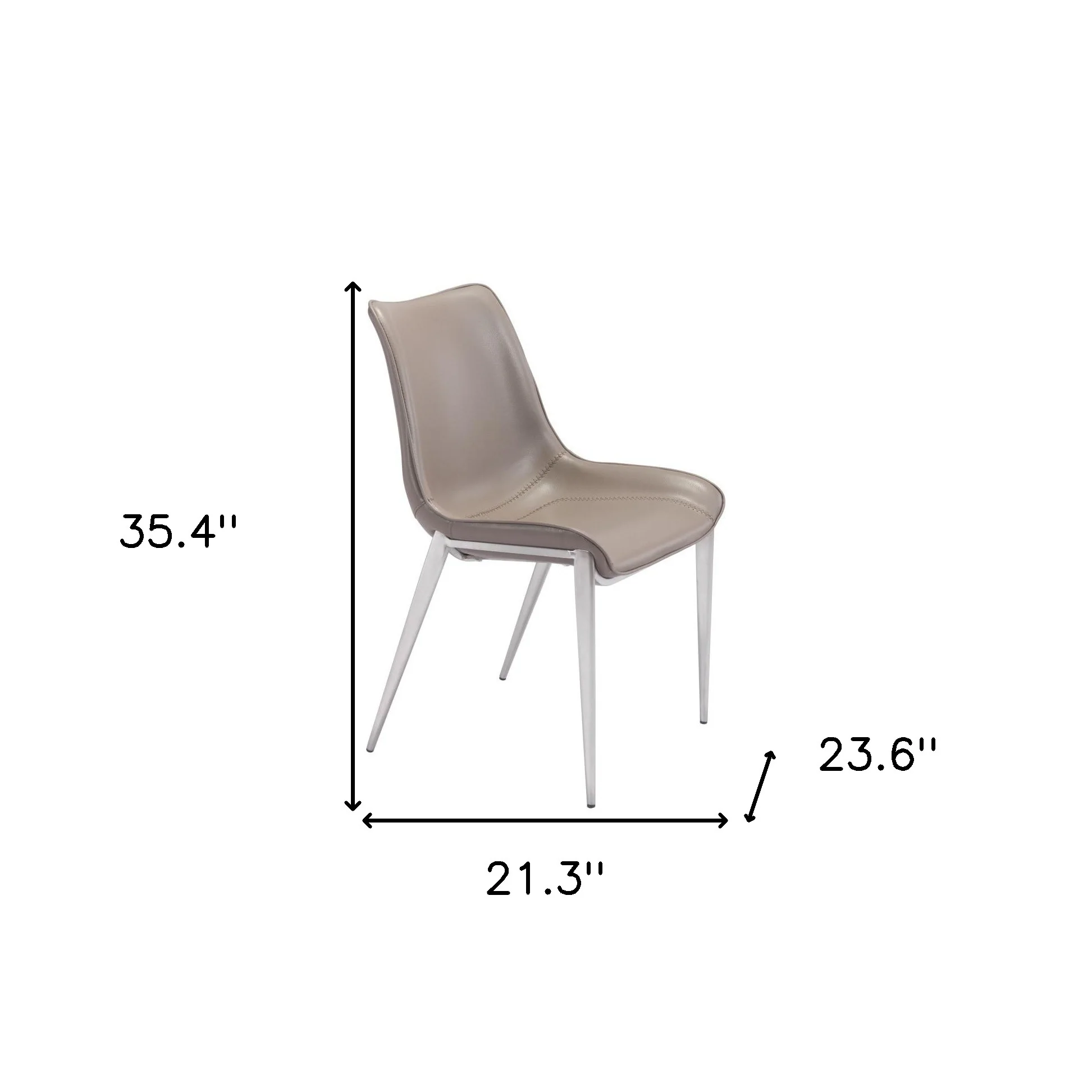 Set of Two Gray And Silver Upholstered Faux Leather Dining Side Chairs By Homeroots - Image 8