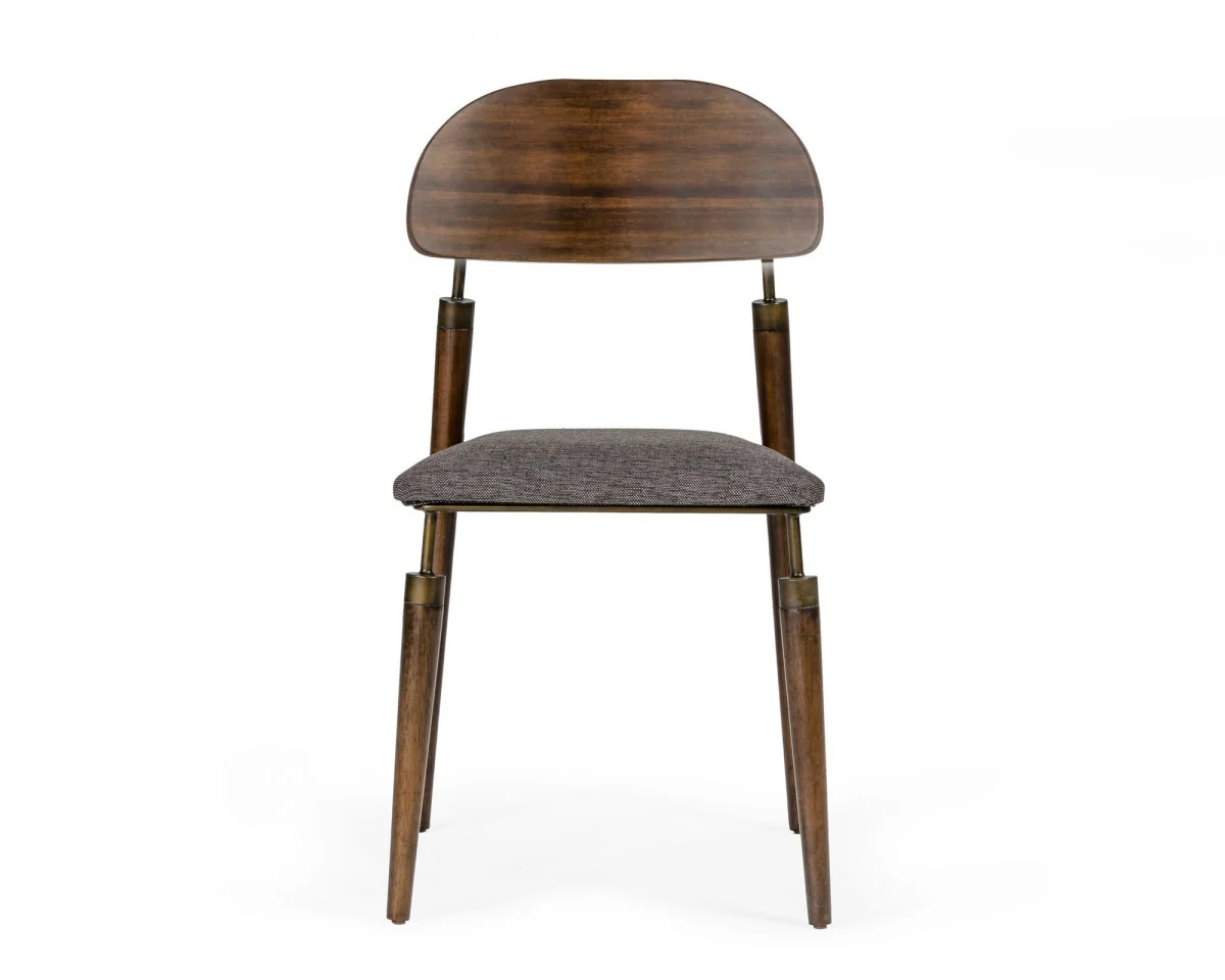 Set of Two Gray Brown Mid Century Dining Chairs By Homeroots - Image 2