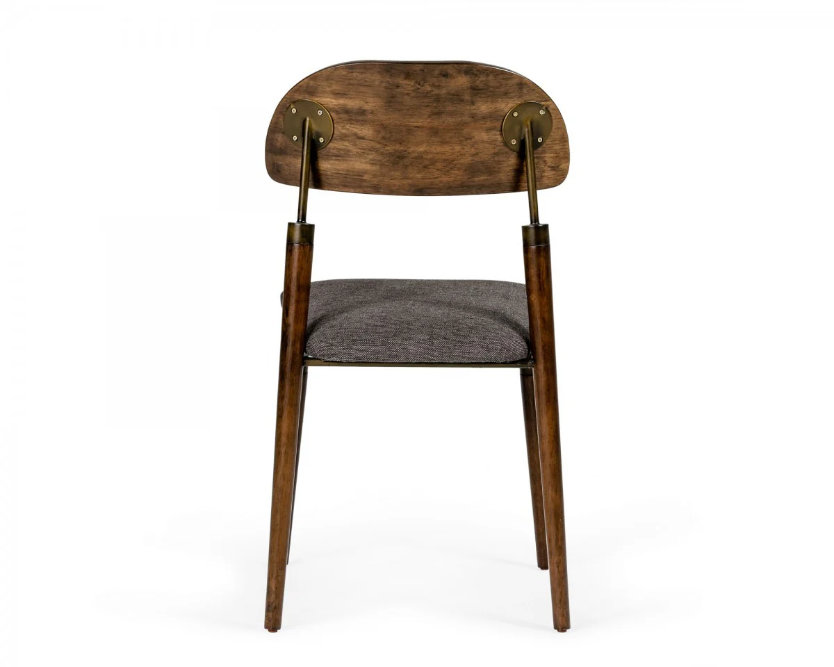 Set of Two Gray Brown Mid Century Dining Chairs By Homeroots - Image 4