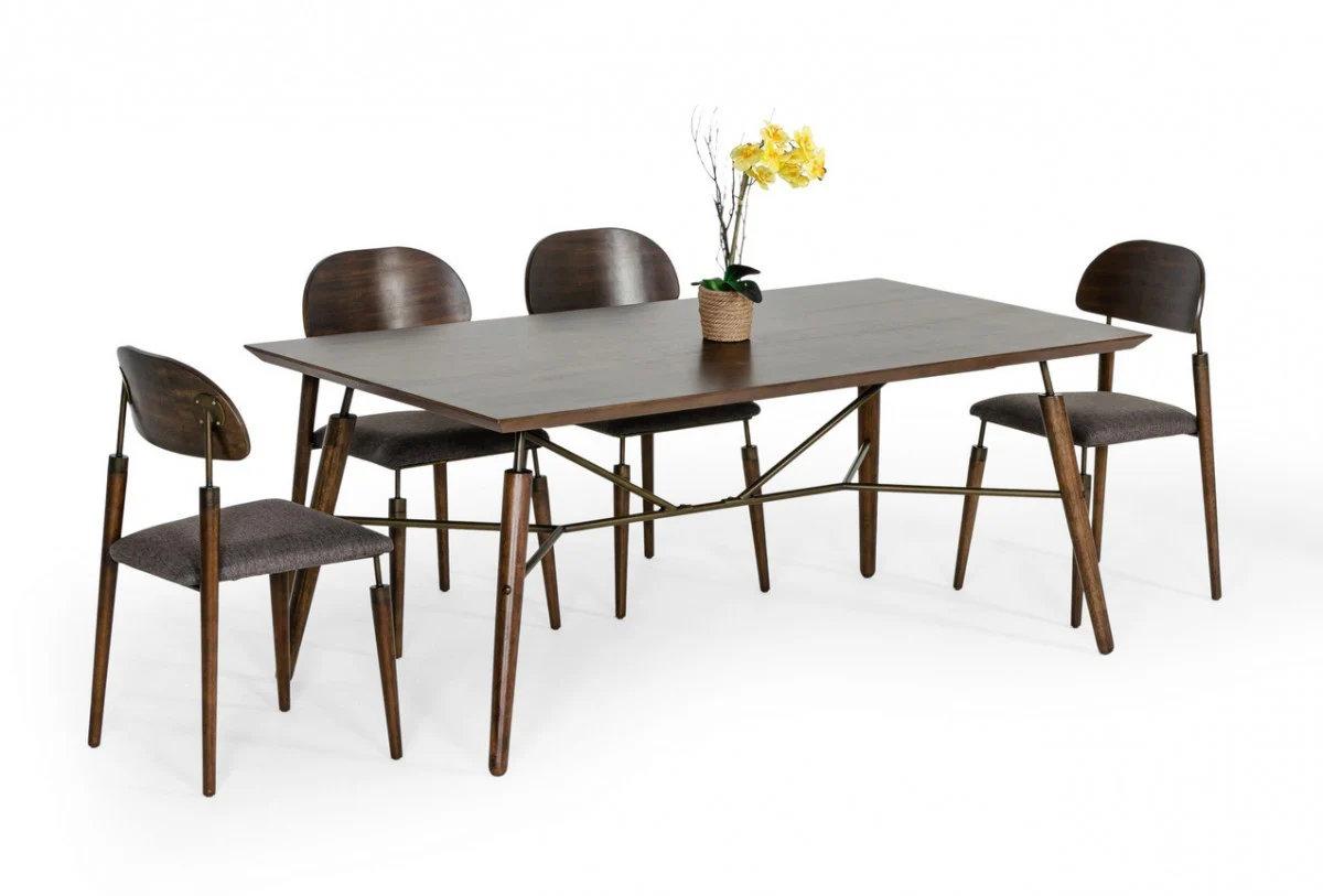 Set of Two Gray Brown Mid Century Dining Chairs By Homeroots - Image 7