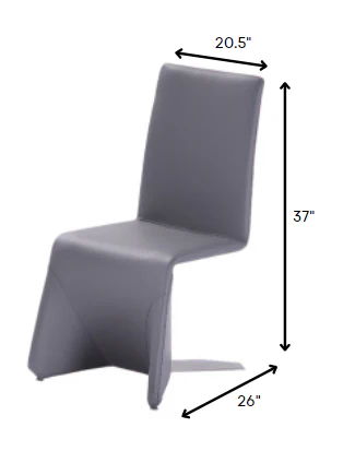 Set Of Two Gray Contemporary Faux Leather Dining Chairs By Homeroots - Image 2