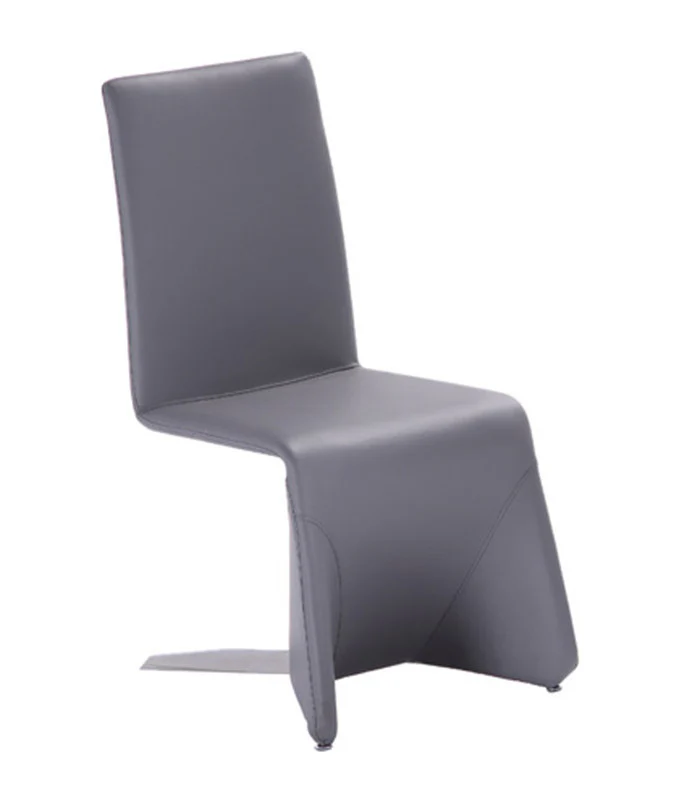 Set Of Two Gray Contemporary Faux Leather Dining Chairs By Homeroots - Image 3