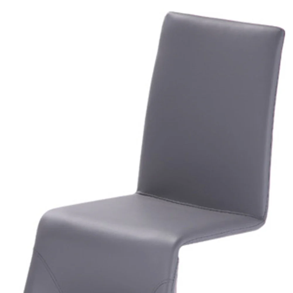 Set Of Two Gray Contemporary Faux Leather Dining Chairs By Homeroots - Image 4
