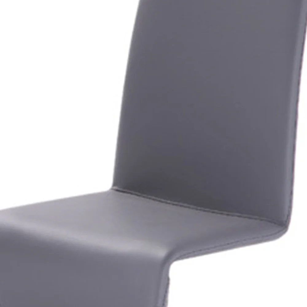 Set Of Two Gray Contemporary Faux Leather Dining Chairs By Homeroots - Image 5