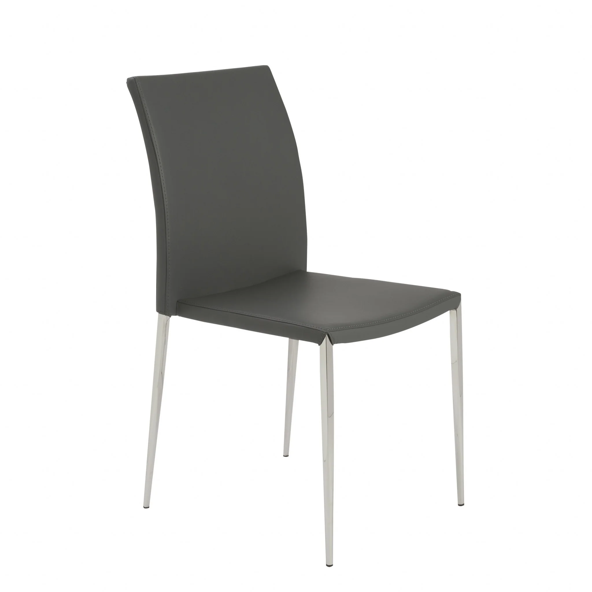 Set Of Two Gray Faux Faux Leather Steel Stacking Chairs By Homeroots - Image 2