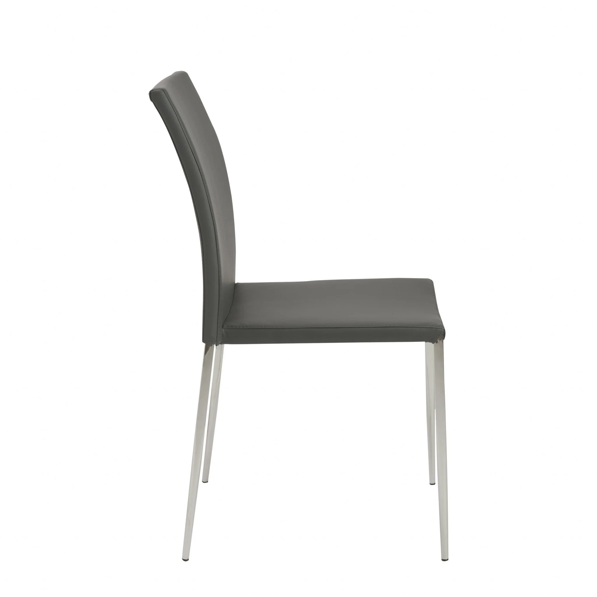 Set Of Two Gray Faux Faux Leather Steel Stacking Chairs By Homeroots - Image 3