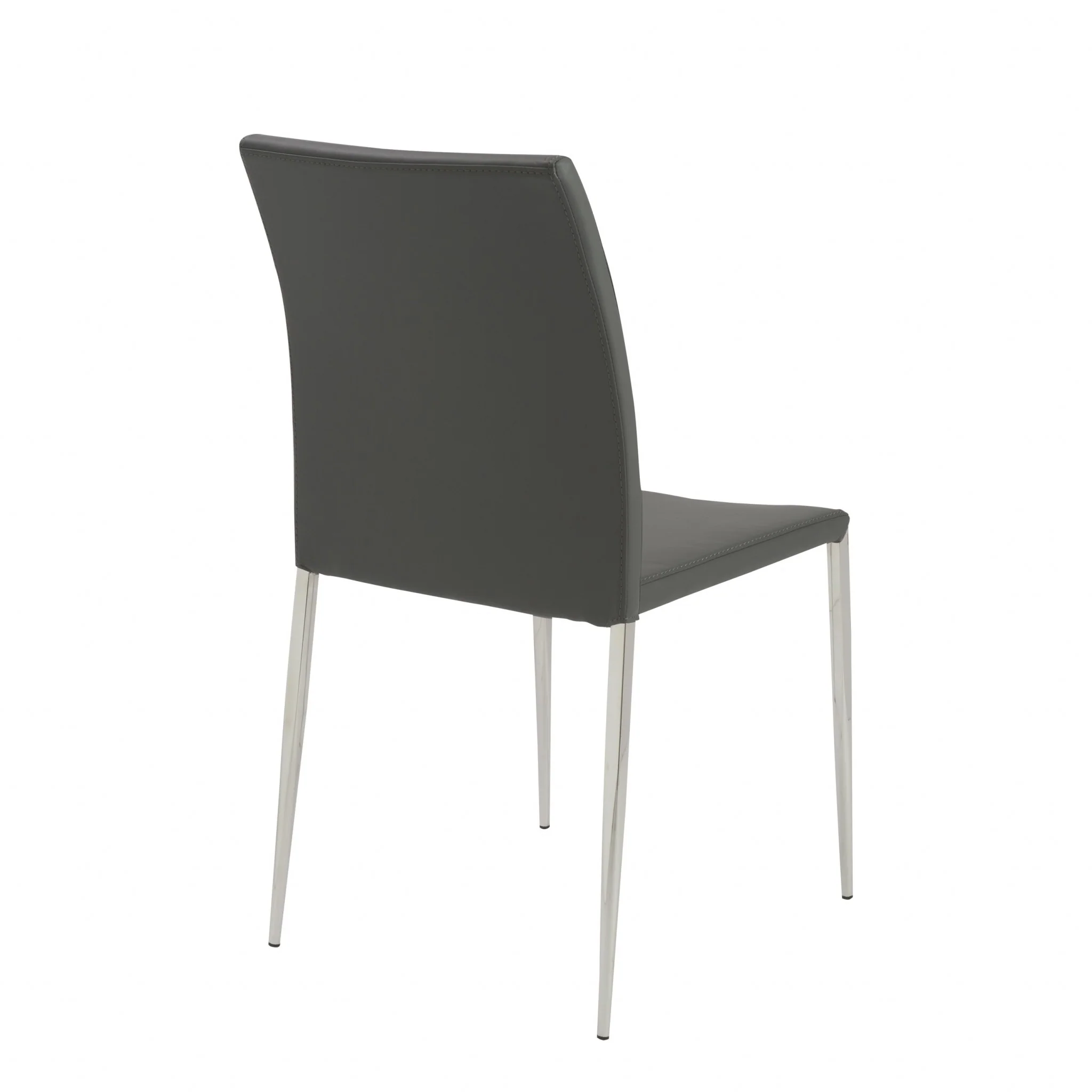 Set Of Two Gray Faux Faux Leather Steel Stacking Chairs By Homeroots - Image 4