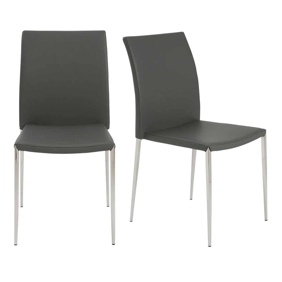 Set Of Two Gray Faux Faux Leather Steel Stacking Chairs By Homeroots - Image 5