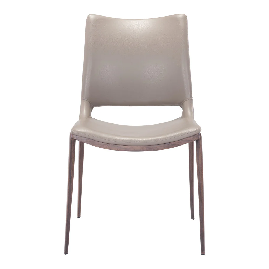 Set of Two Gray Faux Leather and Espresso Mod Ergo Dining Chairs By Homeroots - Image 3