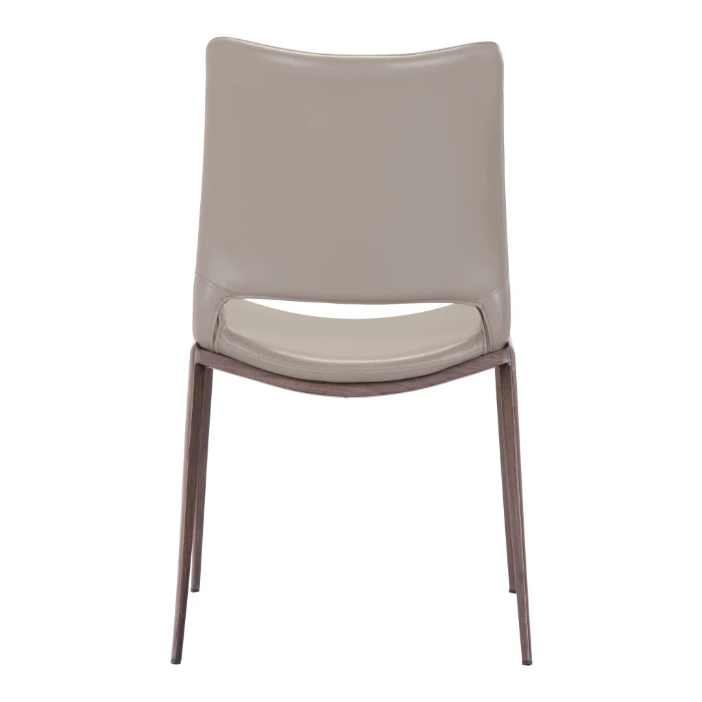 Set of Two Gray Faux Leather and Espresso Mod Ergo Dining Chairs By Homeroots - Image 4