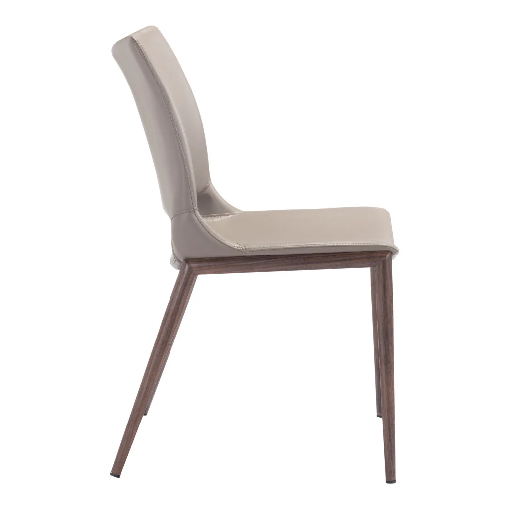 Set of Two Gray Faux Leather and Espresso Mod Ergo Dining Chairs By Homeroots - Image 5