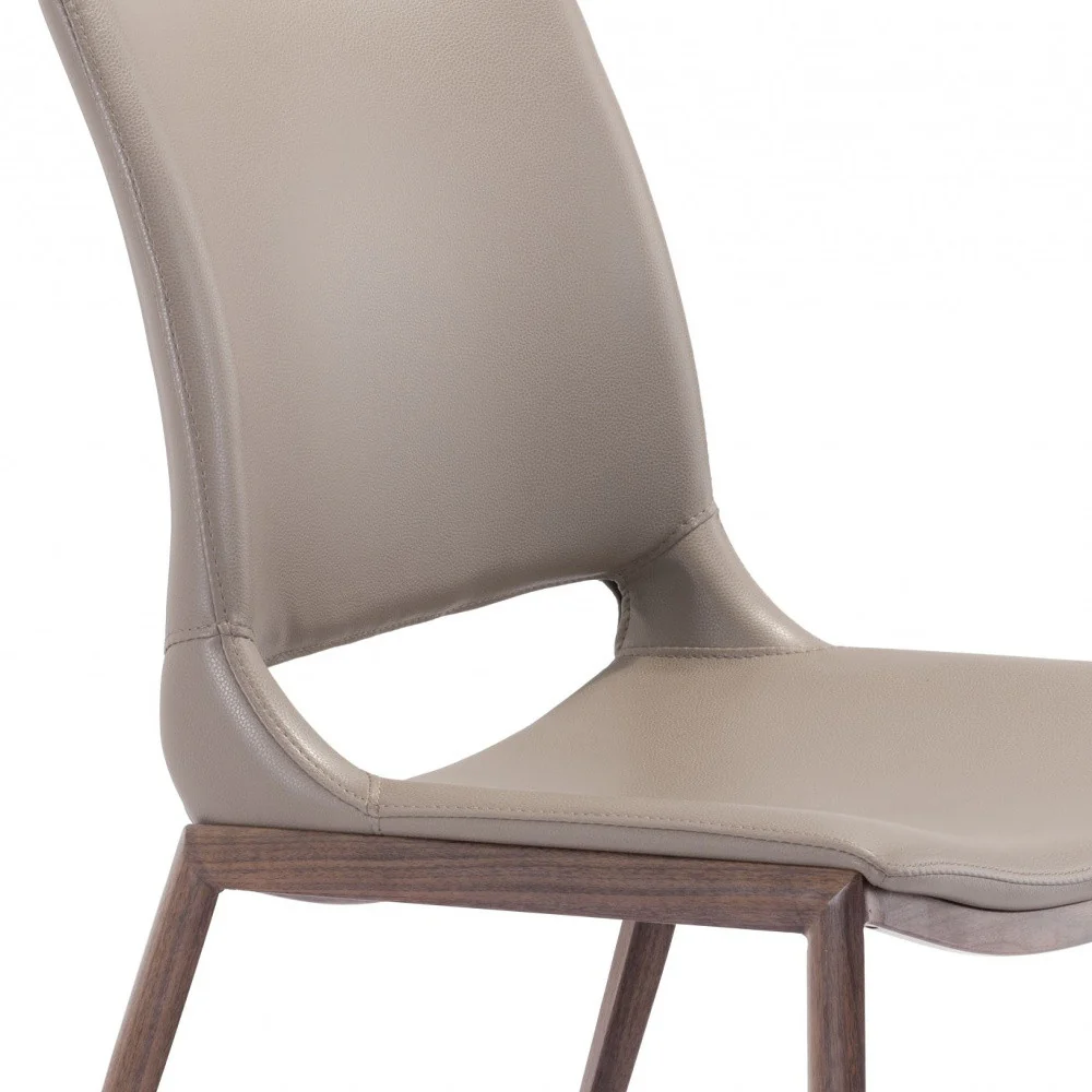 Set of Two Gray Faux Leather and Espresso Mod Ergo Dining Chairs By Homeroots - Image 6